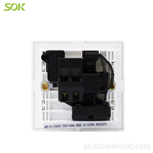 Tomada de interruptor de pólo duplo 13A250V com néon